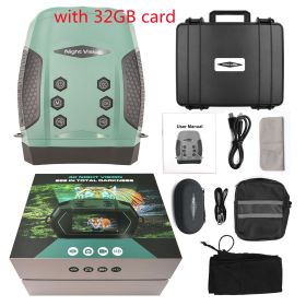 Low Light Full Color Night Vision Instrument 4K  High Definition Telescope (size: Green with 32GB card-USB plug)